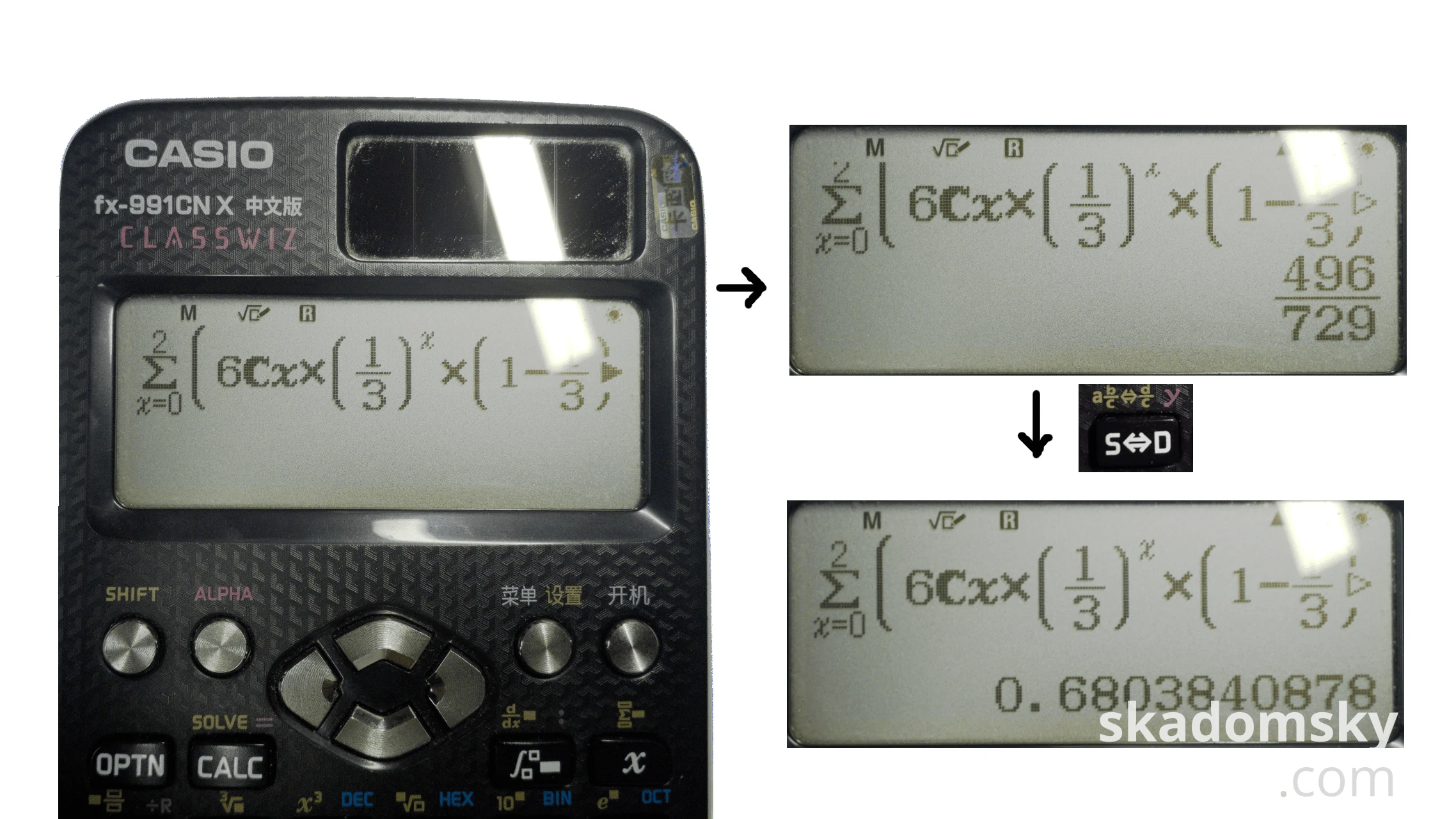 fx-991 CN X输入二项分布公式，得解